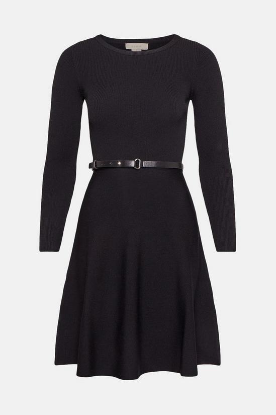 Coast Long Sleeve Knitted Crew Neck Belted Skater Dress 4