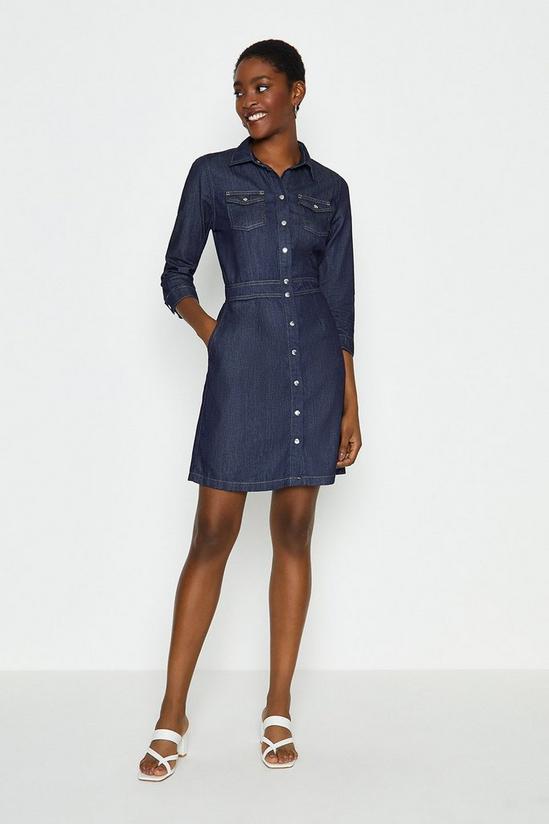 Coast Button Front Fit and Flare Denim Dress 2