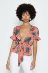Coast Printed Tie Front Flute Sleeve Top thumbnail 2