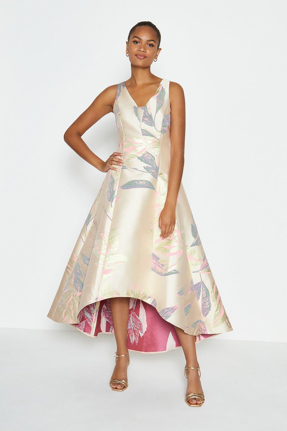 Dresses Full Midi High Low Hem Jacquard Dress Coast