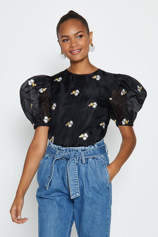 Coast Puff Sleeve Embroidered Top 1