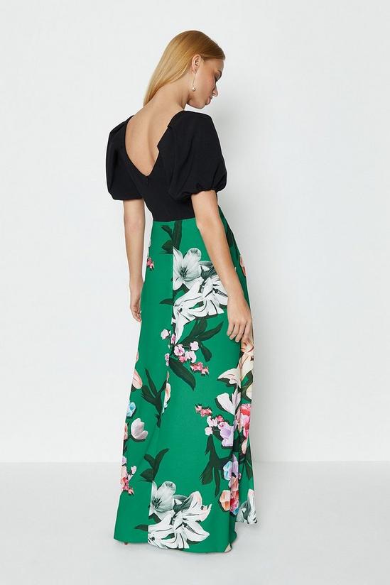 Coast Solid Bodice Printed Skirt Maxi Dress 3