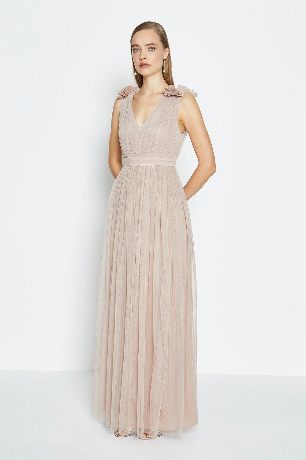 Maya plain shop tulle maxi dress