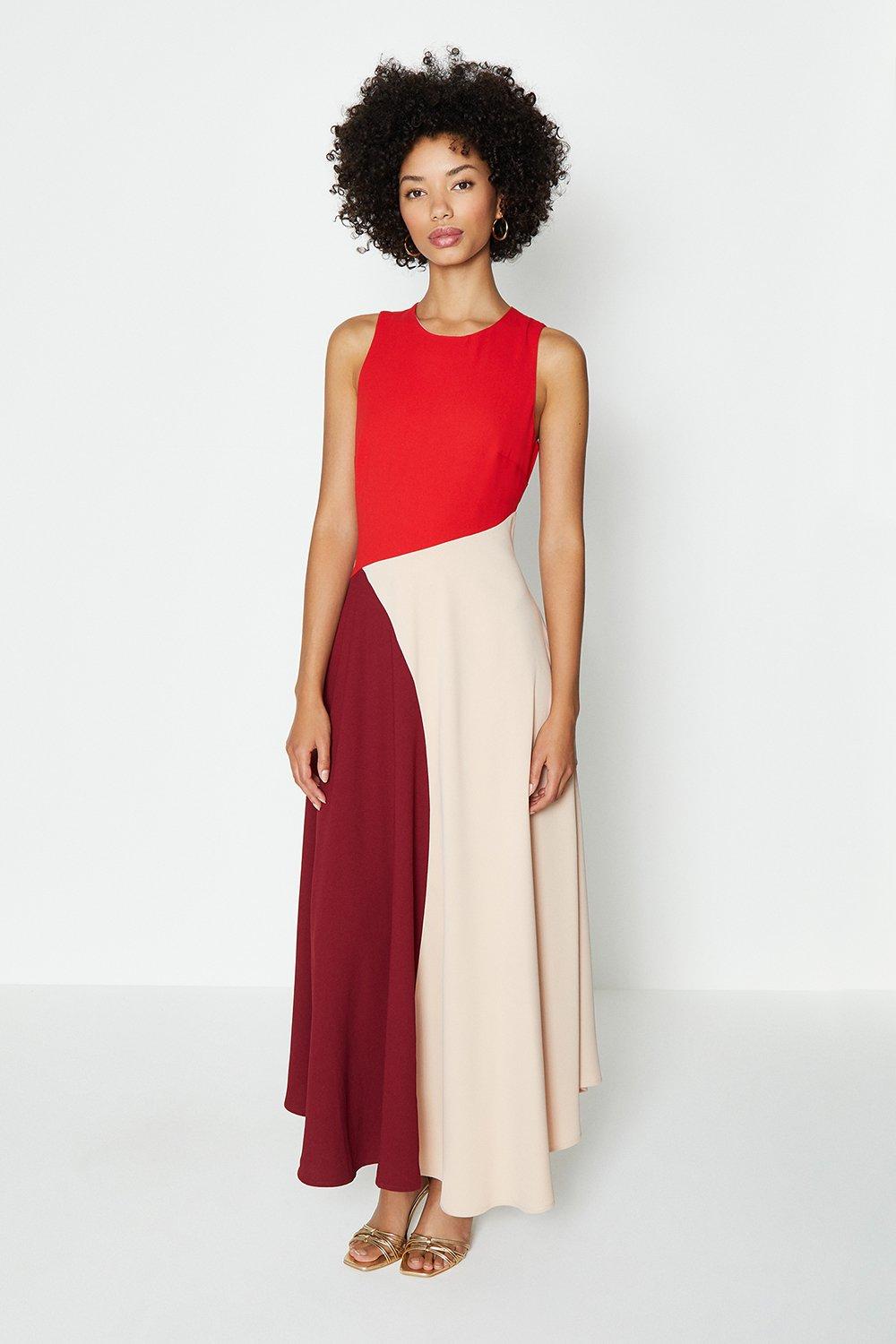 Coast rockafella colour block pleated clearance dress