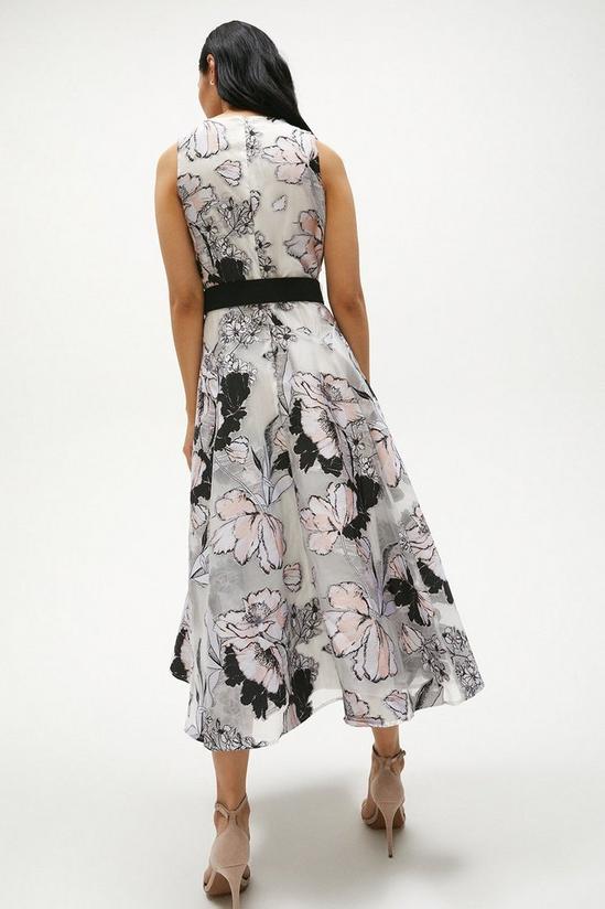Coast Belted Floral Jacquard Full Skirt Midi Dress 3