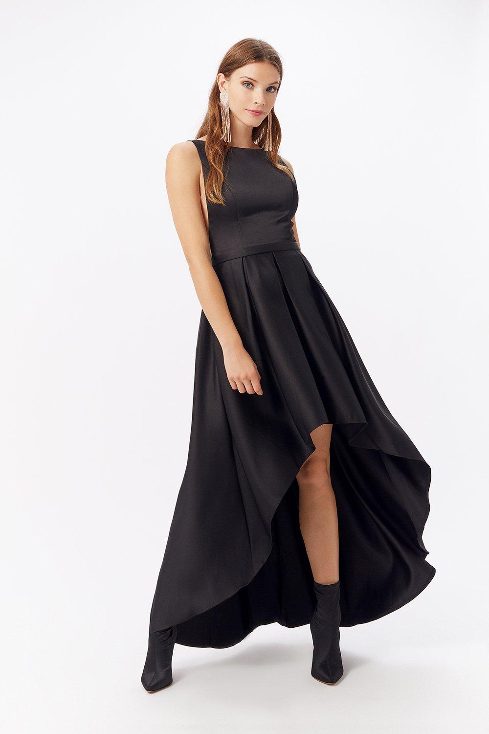 Black Dipped Hem Dress