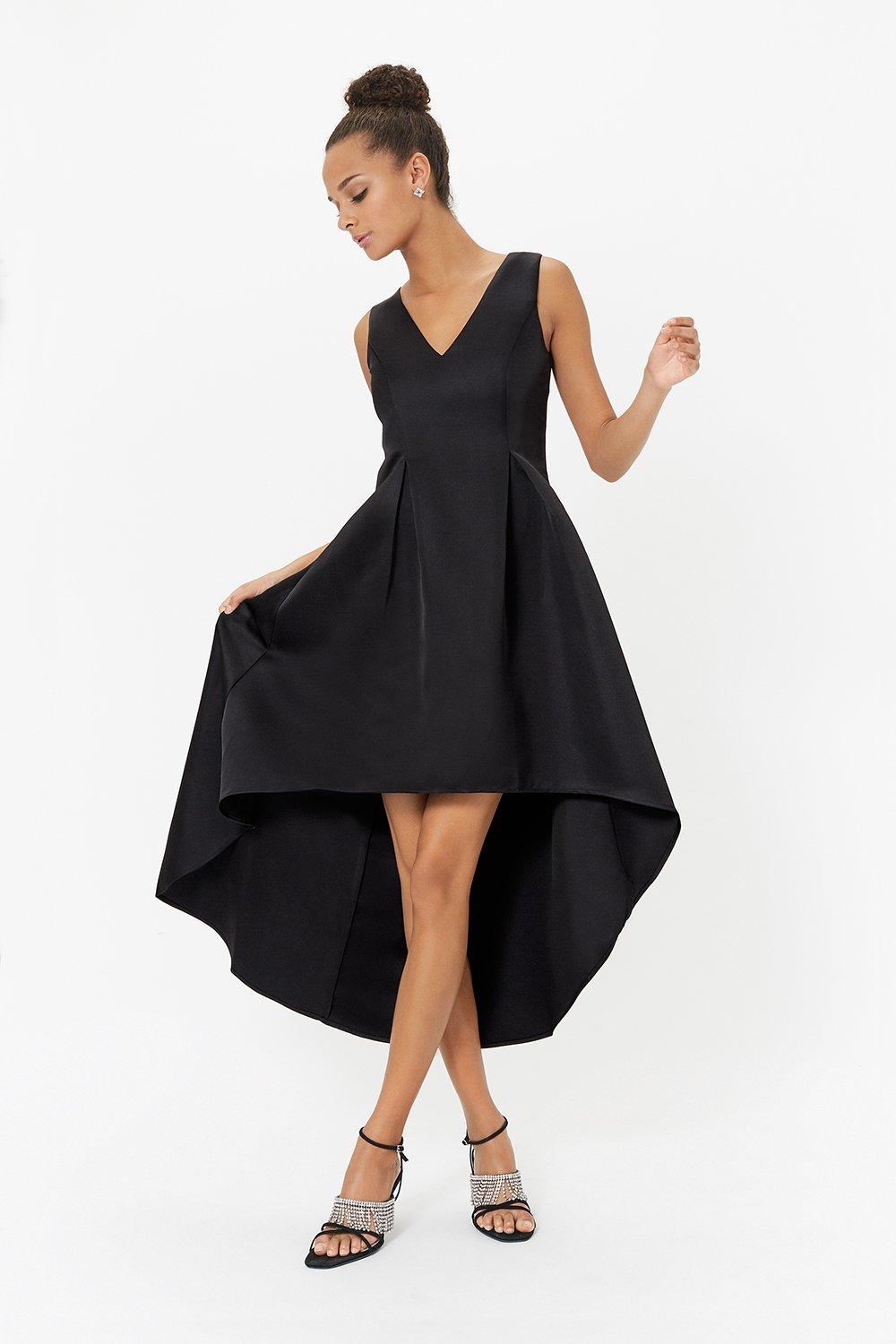 Black Dipped Hem Dress