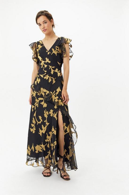 Coast Black Floral Ruffle Maxi Dress 1