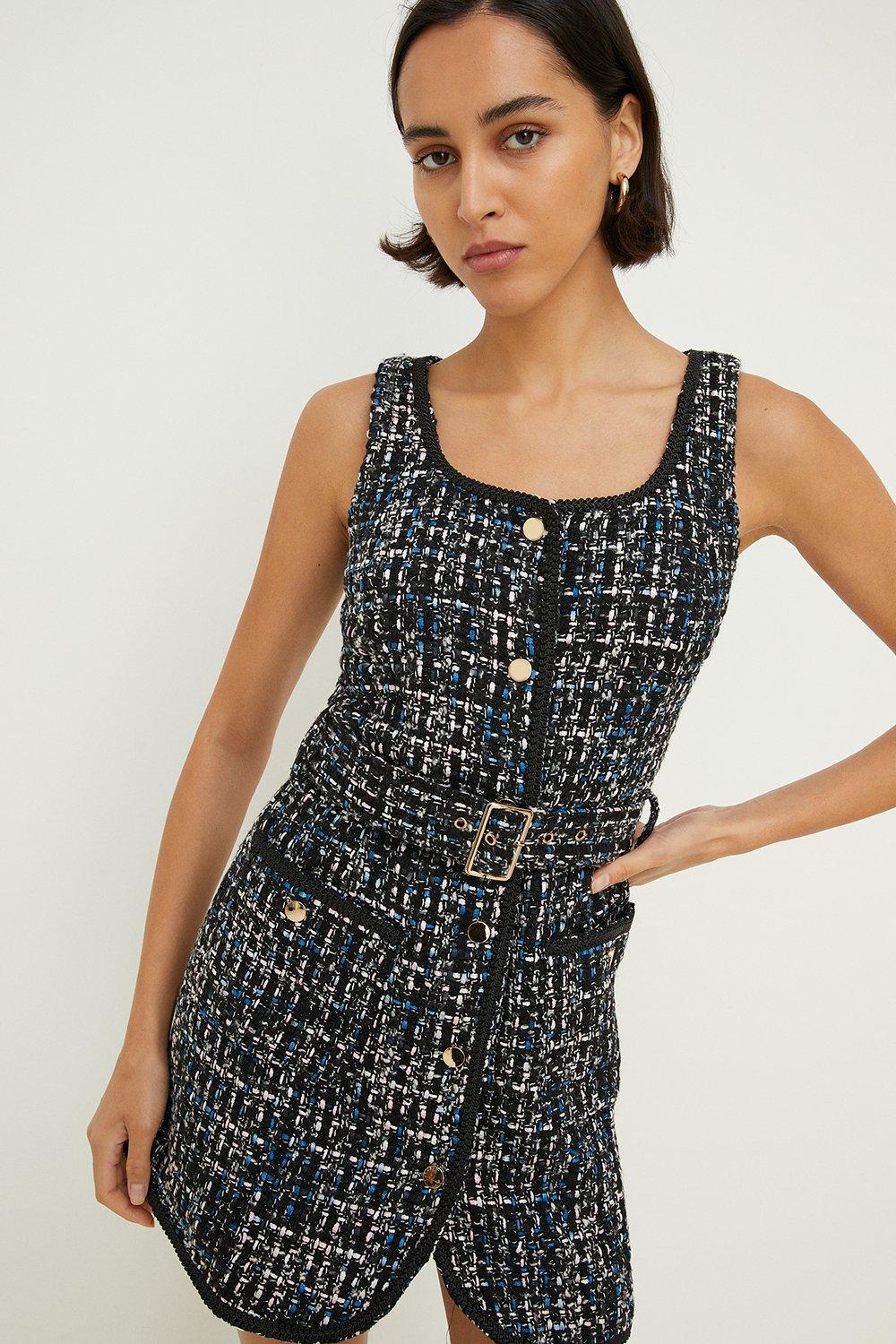 Oasis gold tweed outlet dress