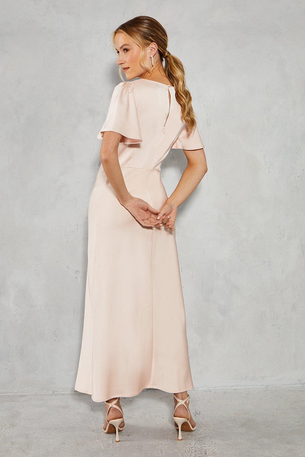 Dresses, Petite Twist Front Angel Sleeve Maxi Bridesmaids Dress