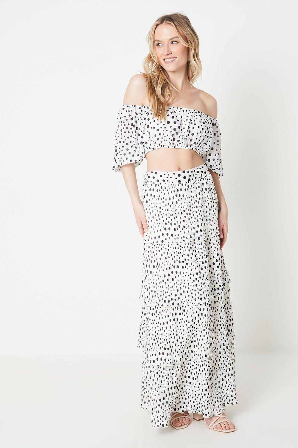 Skirts | Spot Pleated Tiered Maxi Skirt | Oasis