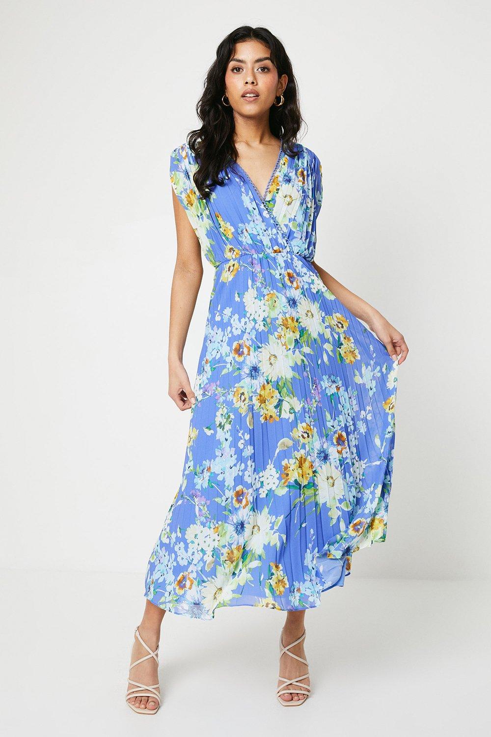 Dresses | Petite Occasion Floral Pleated Wrap Midaxi Dress | Oasis