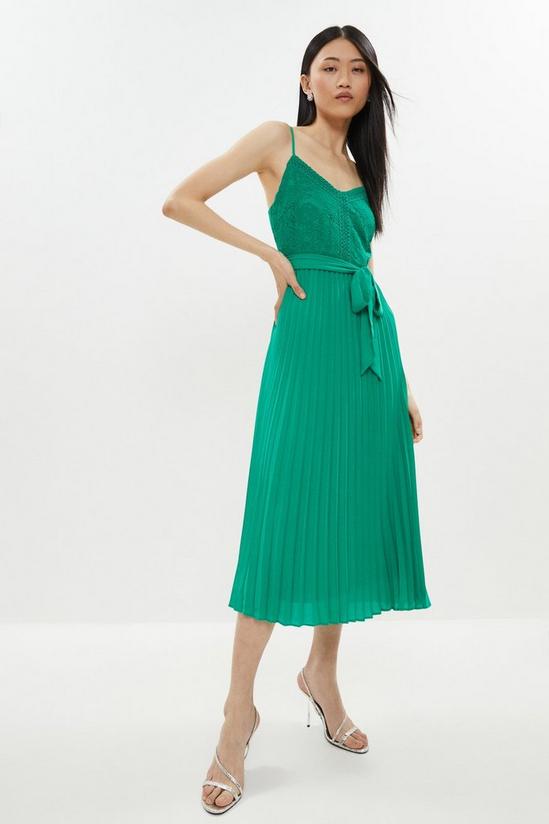 Coast Cami Top Lace Trim Pleated Skirt Midi Dress 1