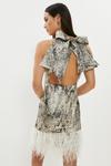 Coast Premium Metallic Jacquard Feather Trim Mini Dress thumbnail 3