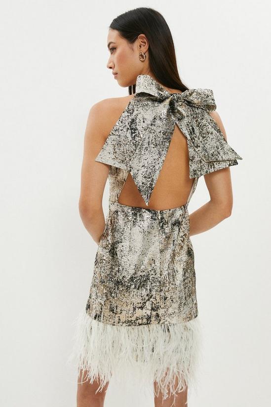 Coast Premium Metallic Jacquard Feather Trim Mini Dress 3