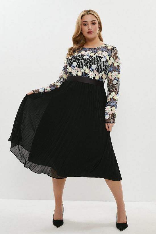 Coast Plus Size Embroidered Pleated Skirt Midi Dress 1