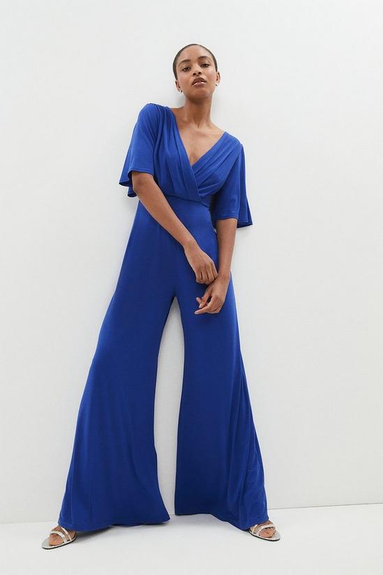 Coast Flare Sleeve Jersey Wrap Front Jumpsuit 1