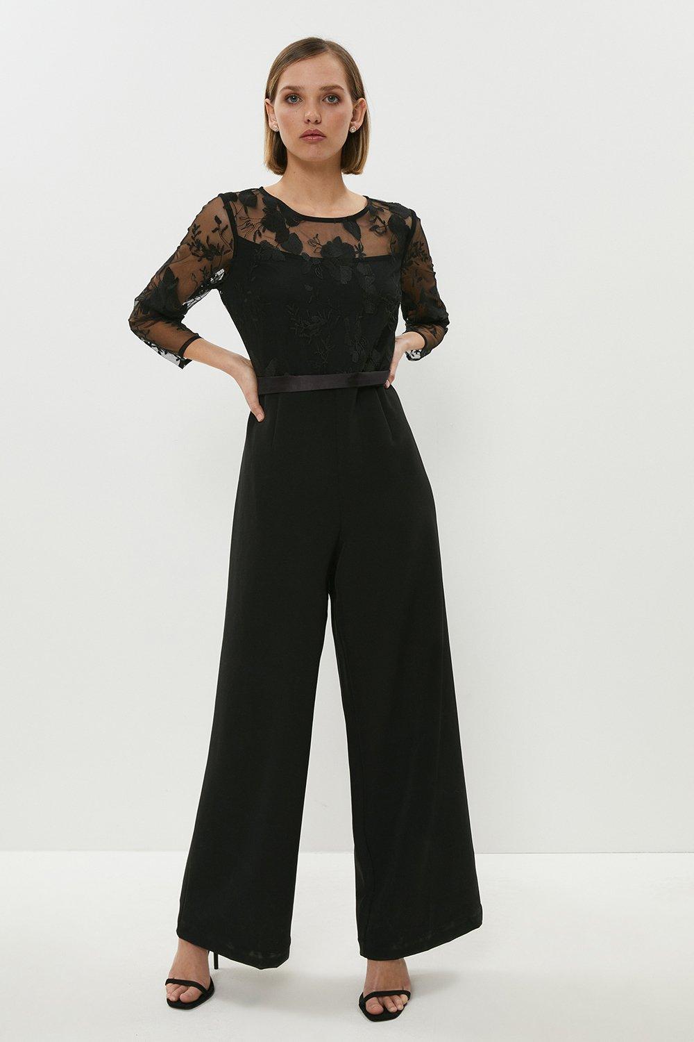 Black Embroidered Jumpsuit Petite – Never Fully Dressed