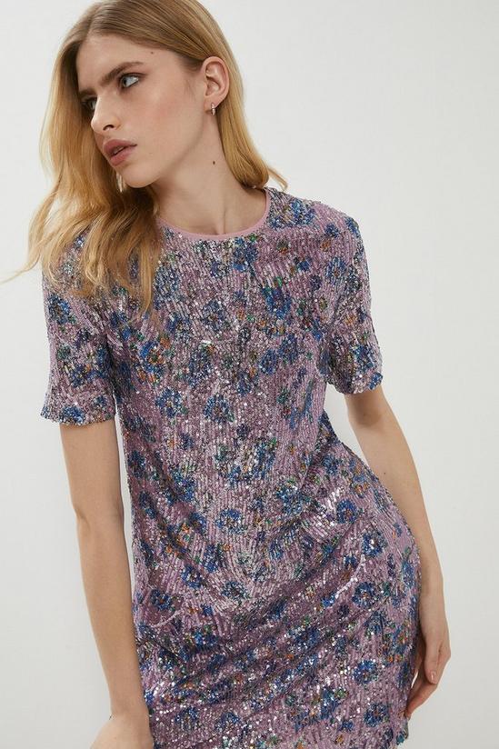 Coast Floral Sequin T Shirt Dress 1