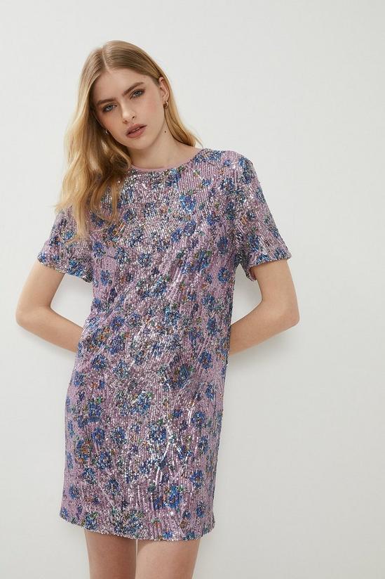 Coast Floral Sequin T Shirt Dress 2