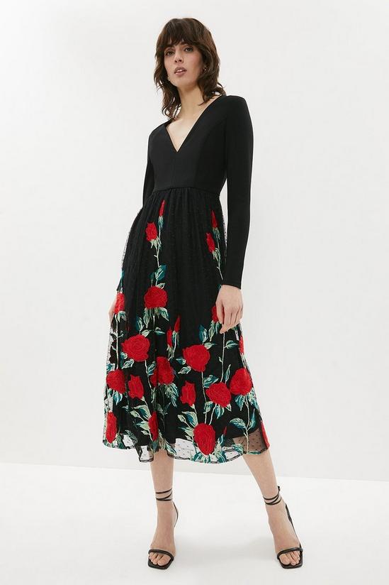 Coast Embroidered Mesh Skirt Midi Dress 1