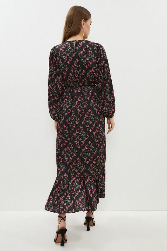Coast Printed Satin Ruffle Wrap Midi Dress 3
