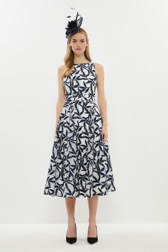 Coast Belted Jacquard Fit And Flare Dress 1