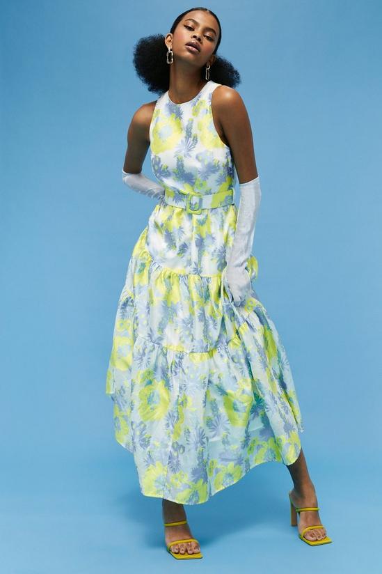 Coast Tiered Belted Printed Twill Midaxi Dress 1