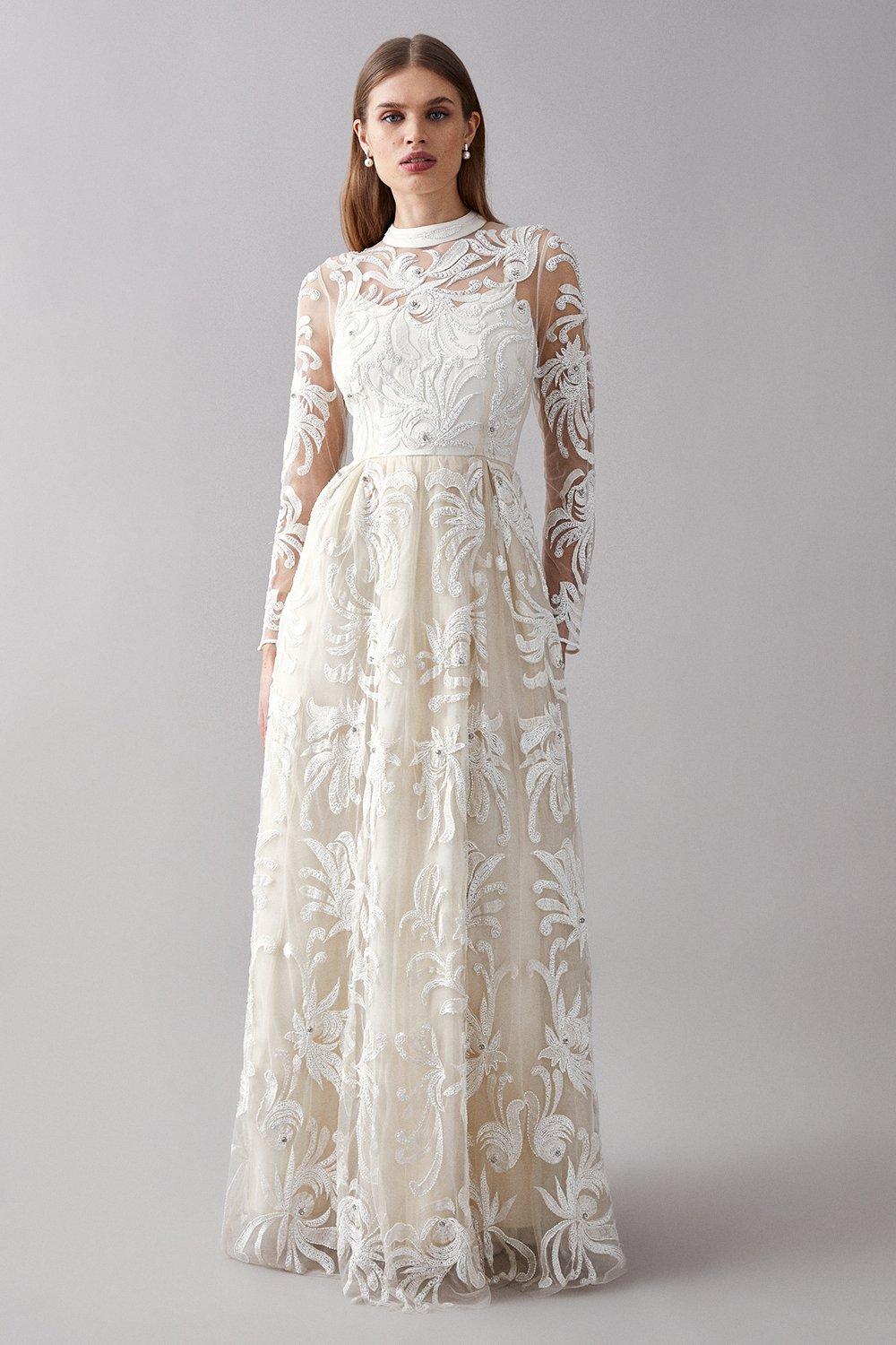 Premium Embellished Fit And Flare Maxi Dress - Ivory