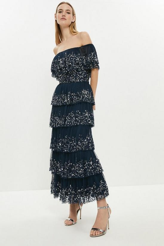 Coast Tiered Skirt And Bodice Sequin Dress 1