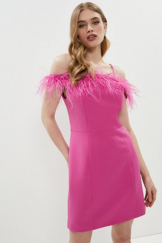Coast Feather Trim Bardot Mini Dress 2