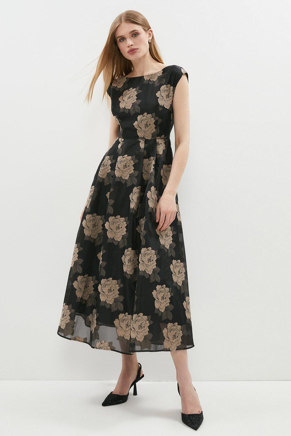 Dresses | Floral Jacquard Midi Dress | Coast