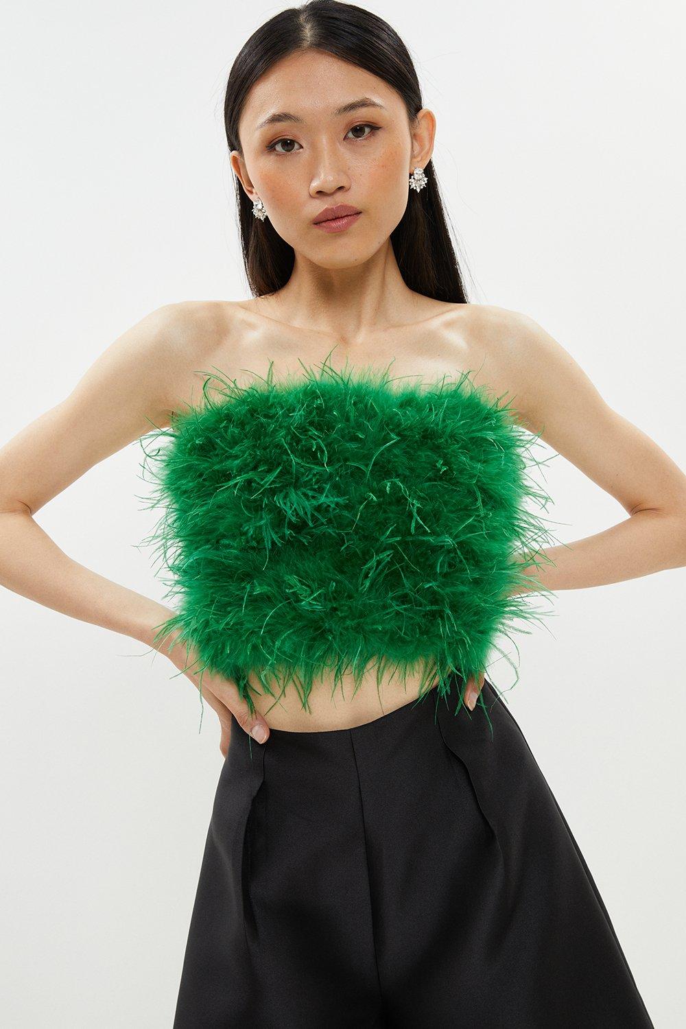 Feather Bandeau Top - Green