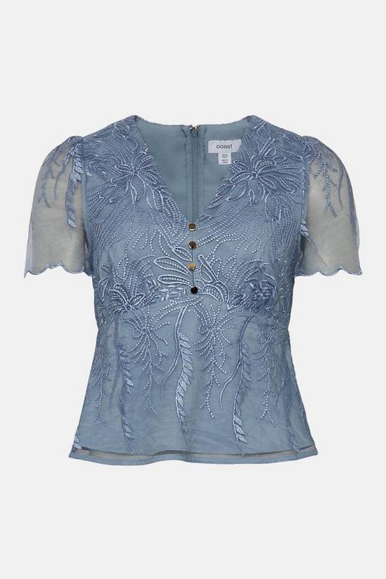 Coast Button Front Floral Embroidered Top 4