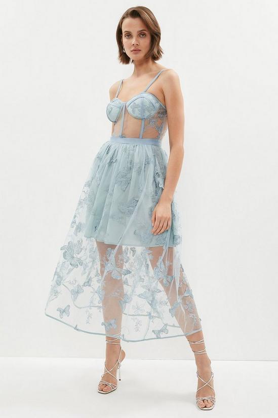 Coast Butterfly Embroidered Bustier Midi Dress 1