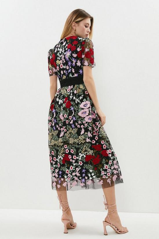 Coast Floral Embroidered Mesh Button Front Midi 3