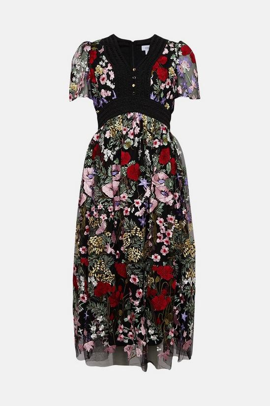 Coast Floral Embroidered Mesh Button Front Midi 4