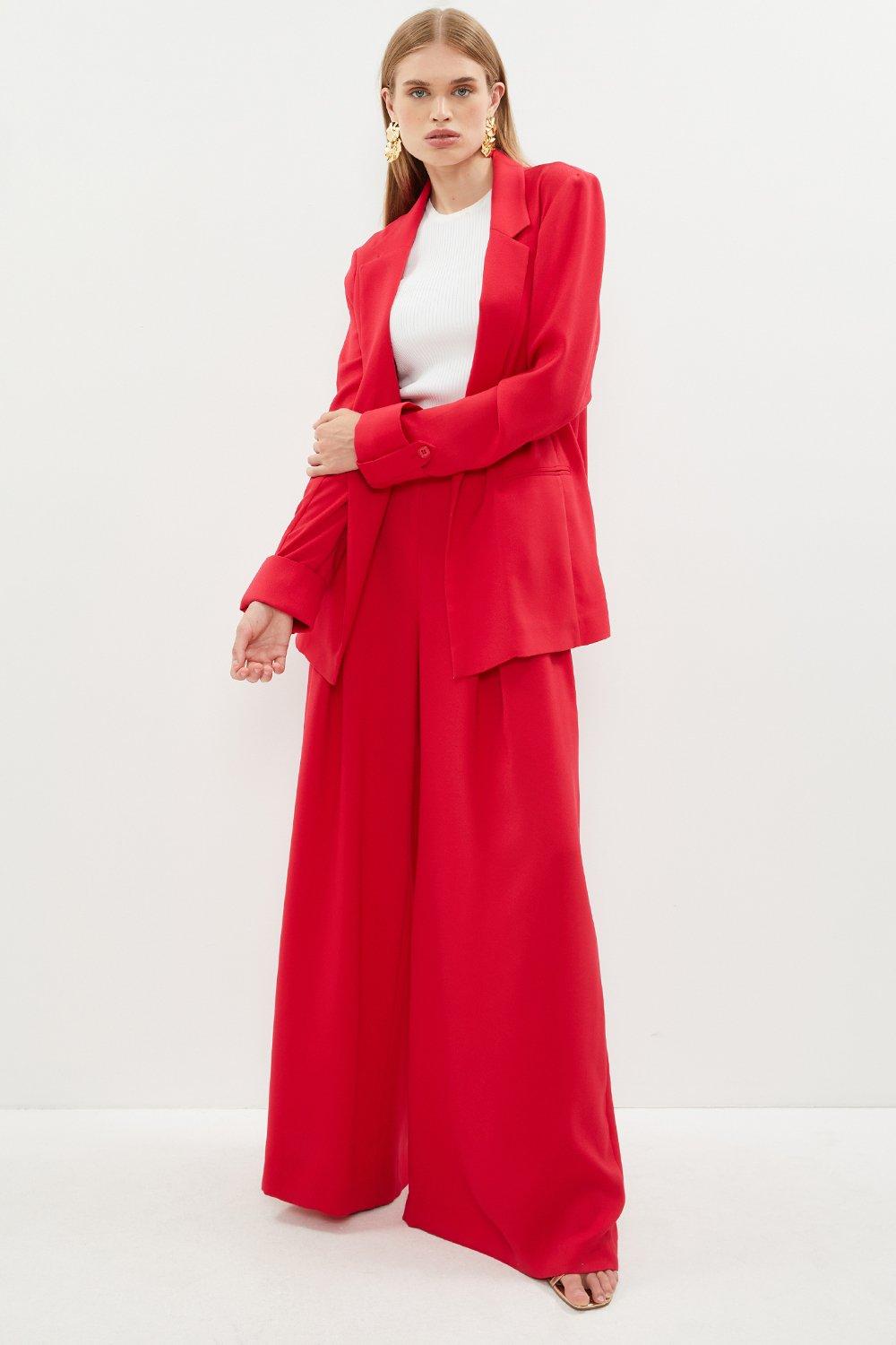 Full Circle Wide Leg Trousers - Red