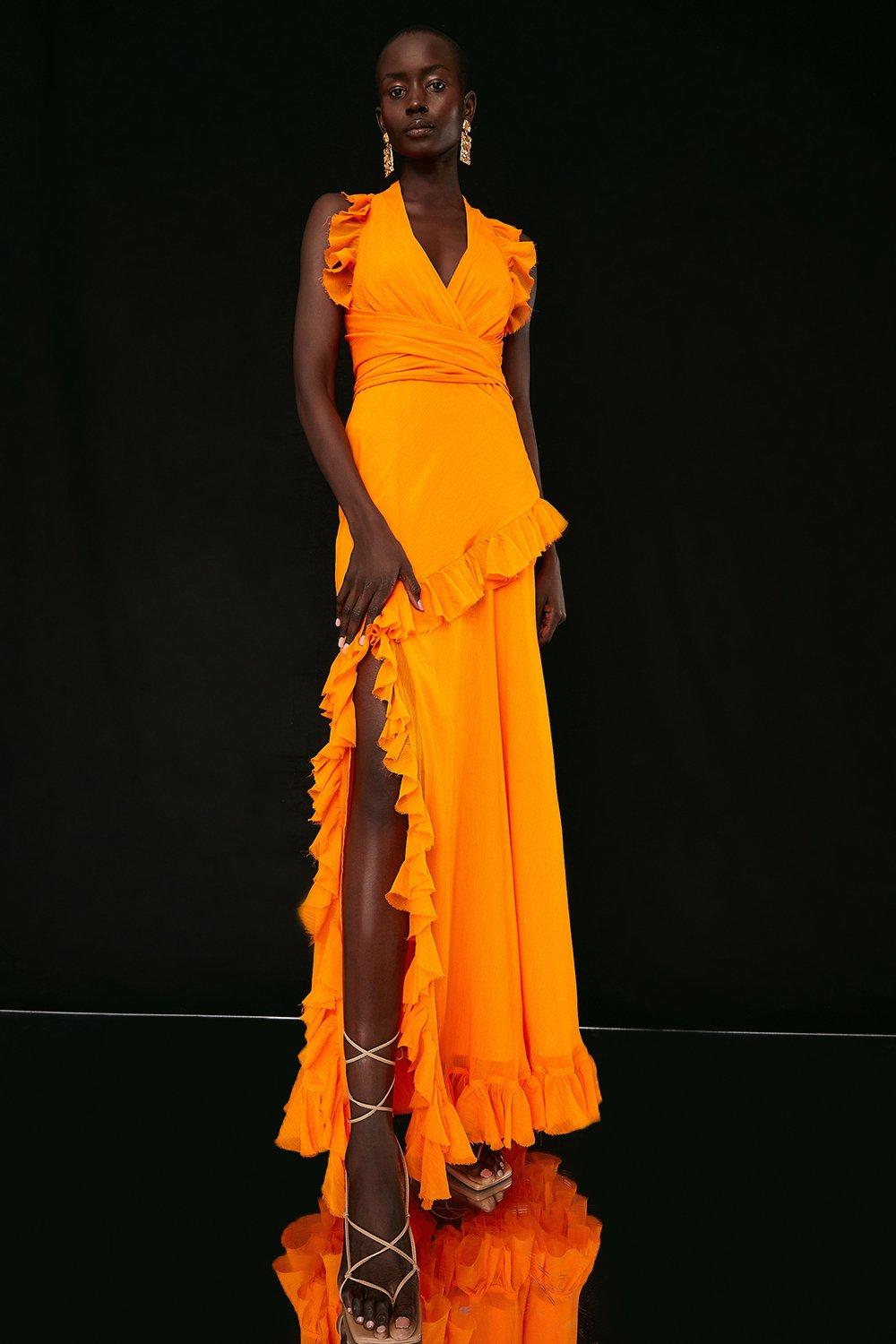 Orange clearance ruffle dress