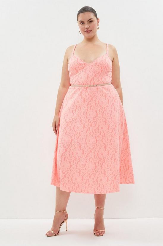 Coast Plus Size Bonded Lace Belted Full Skirted Dress 1