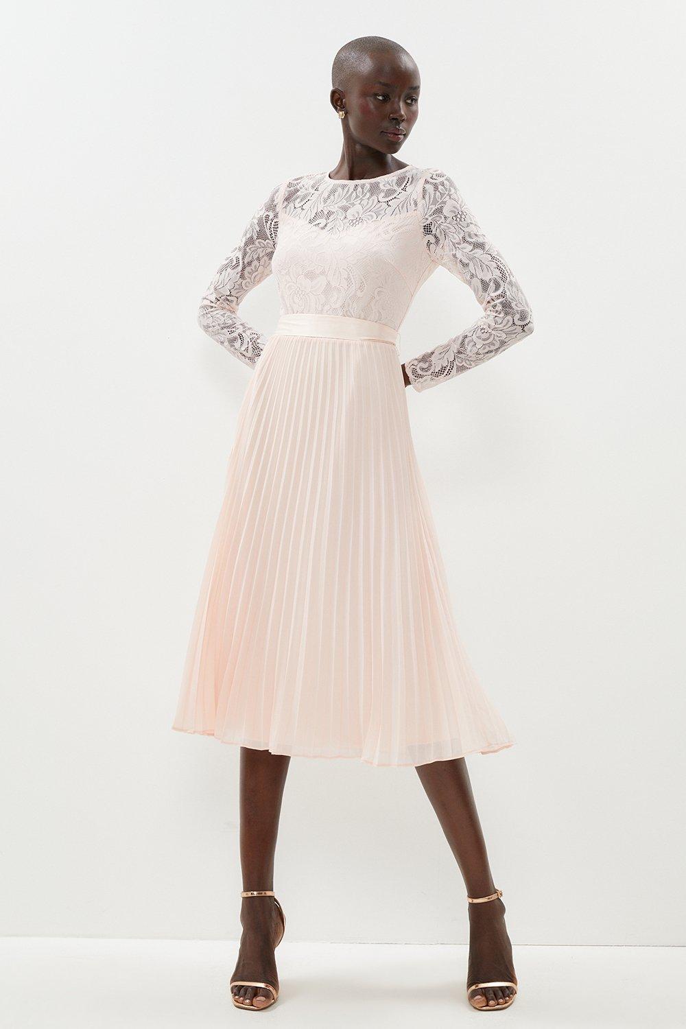 Lace top hotsell pleated skirt dress