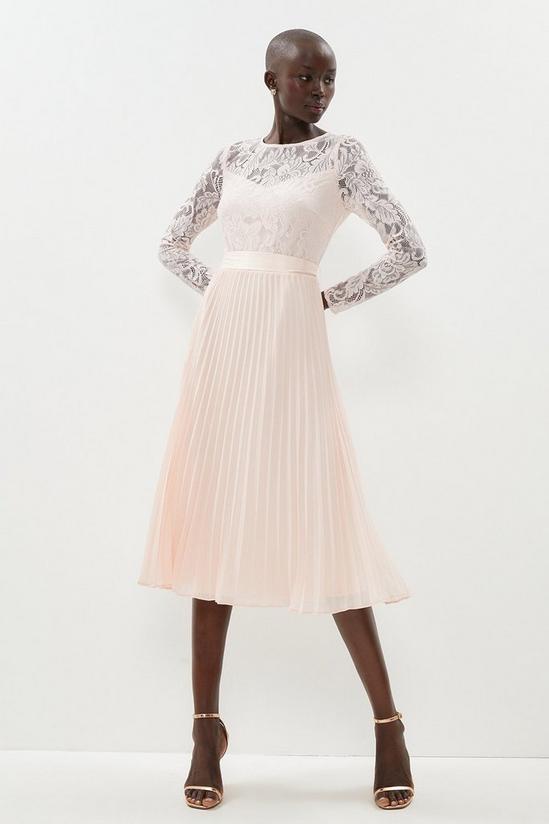 Coast Lace Top Pleat Skirt Midi Dress 1