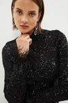 Coast High Neck Sequin Top With Feather Cuff thumbnail 2