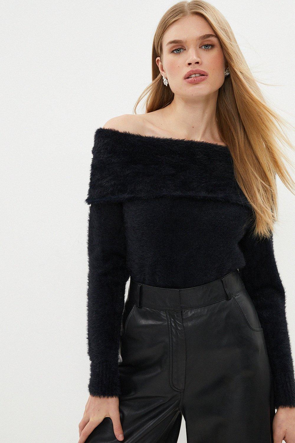 Fluffy bardot outlet jumper