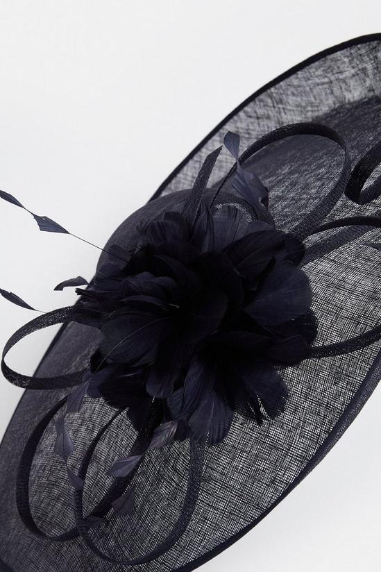Coast Feather And Floral Curl Detail Wide Brim Fascinator 3