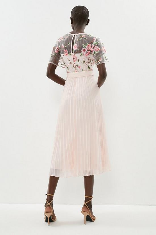 Coast Embroidered Mesh Pleat Skirt Midi Dress 3