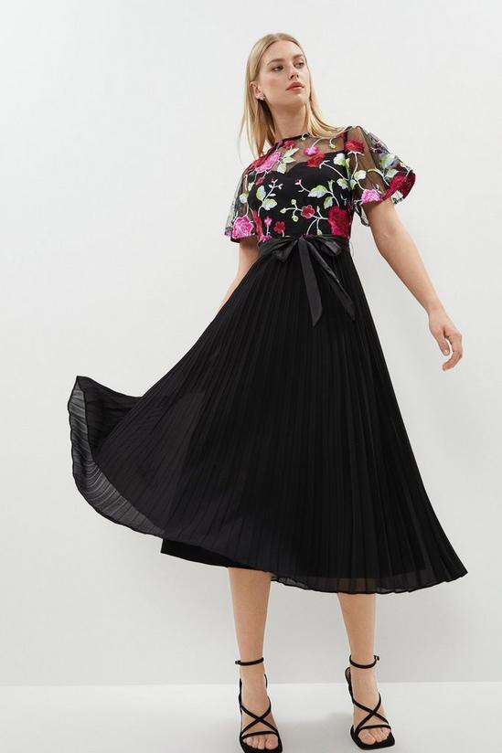 Coast Embroidered Mesh Pleat Skirt Midi Dress 2