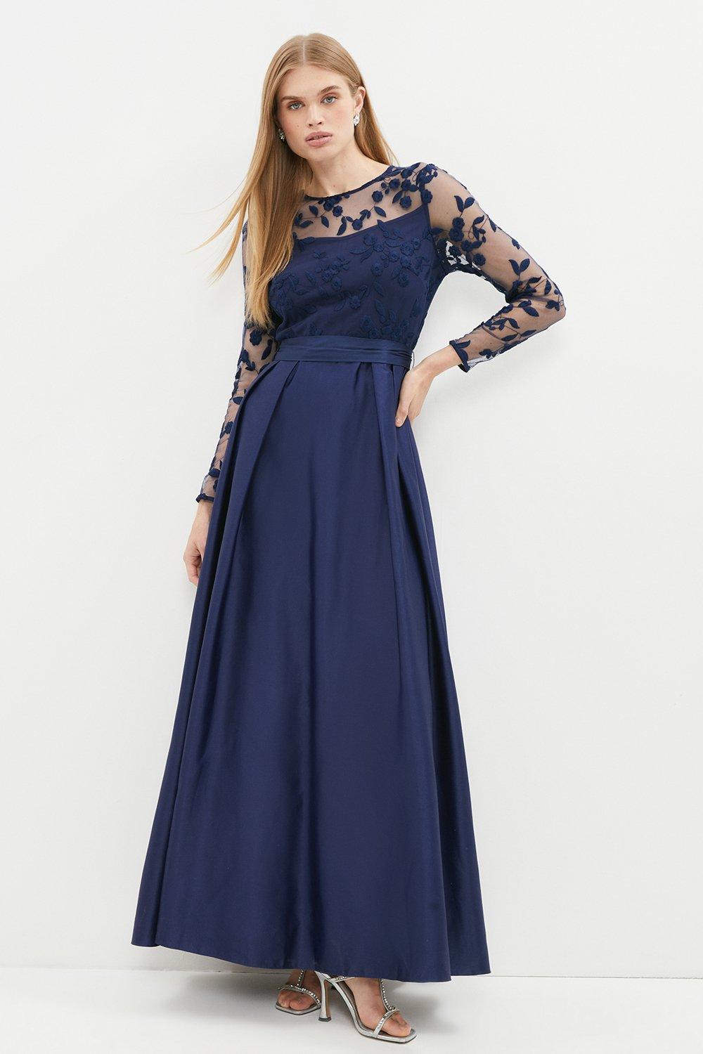 Coast jade embroidered hot sale bodice dress navy