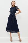 Coast Petite Belted Lace Bodice Pleat Skirt Midi Dress thumbnail 1