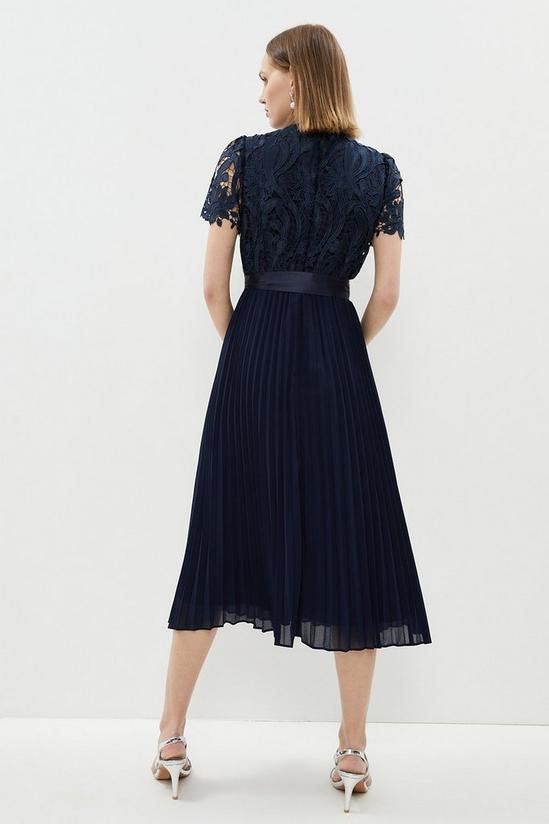 Coast Petite Belted Lace Bodice Pleat Skirt Midi Dress 3